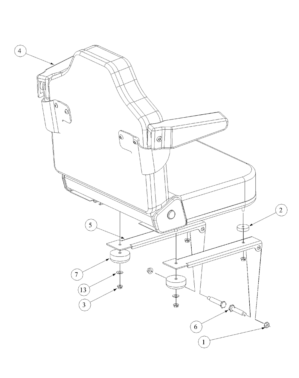 Seat Assembly Diagram and Parts List for M60-KW (53AB5D8X150-25-HP)(2003) Cub Cadet Lawn Tractor